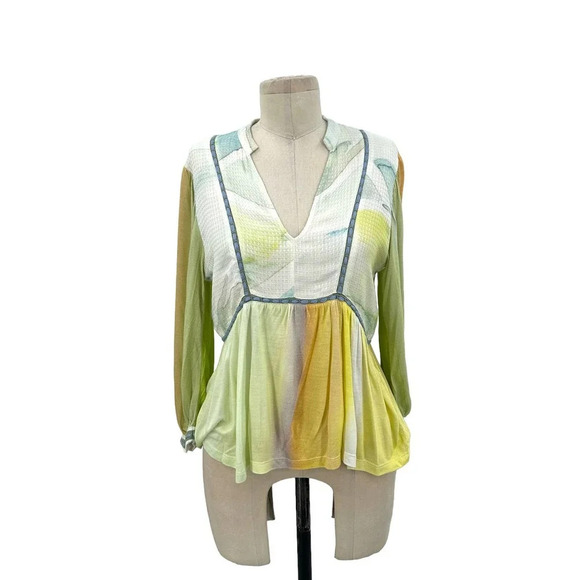 Anthropologie Bl-nk London Peasant Top Blouse Peplum Colorful Tie Dye Size XS - Picture 2 of 10